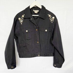 Spoiled Vintage Black Denim Sequin Jacket